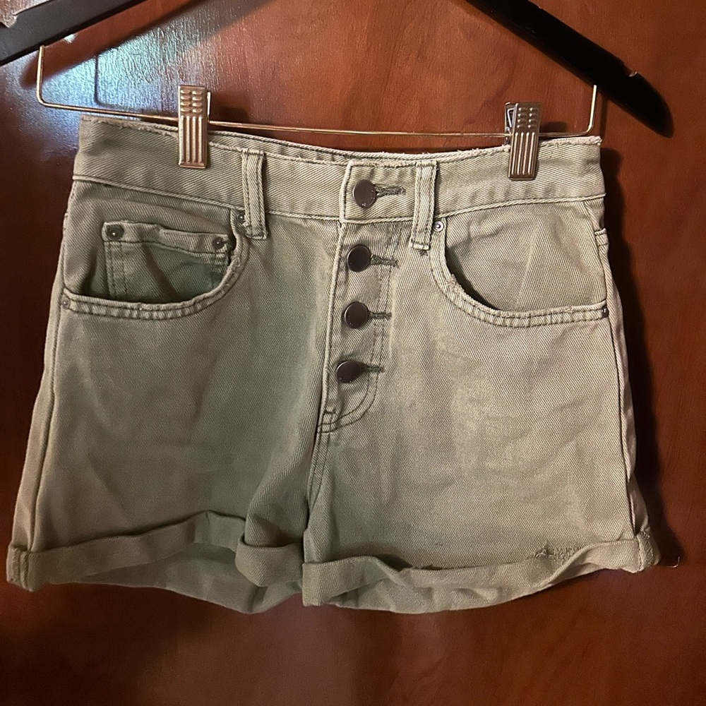 Billabong Highrise Army Green Jean Shorts